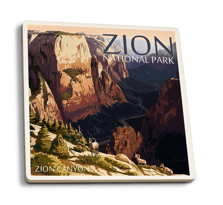 Coaster (Zion National Park, Utah - Zion Canyon Sunset - Lantern Press Artwork) Coaster Nightingale Boutique Coaster Pack 