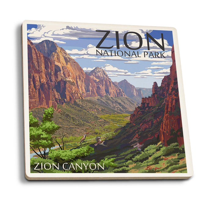 Coaster (Zion National Park, Utah - Zion Canyon View - Lantern Press Artwork) Coaster Nightingale Boutique Coaster Pack 