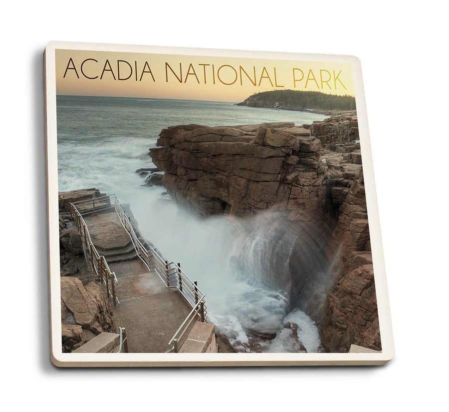 Coasters (Acadia National Park, Maine, Thunder Hole, Lantern Press Photography) Lifestyle-Coaster Lantern Press 
