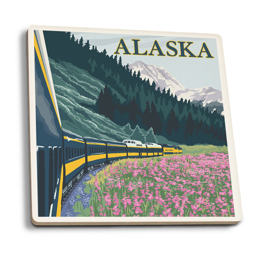 Coasters (Alaska, Alaska Railroad, Lantern Press Artwork) Lifestyle-Coaster Lantern Press 