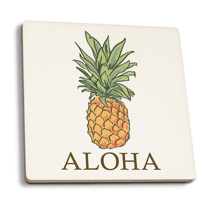 Coasters (Aloha, Pineapple, Icon, Lantern Press Artwork) Lifestyle-Coaster Lantern Press 