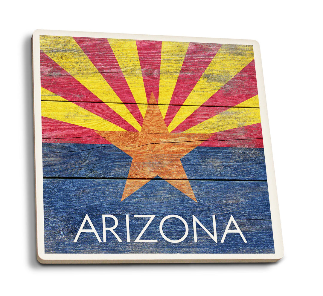 Coasters (Arizona, Rustic State Flag, Lantern Press Artwork) Lifestyle-Coaster Lantern Press 