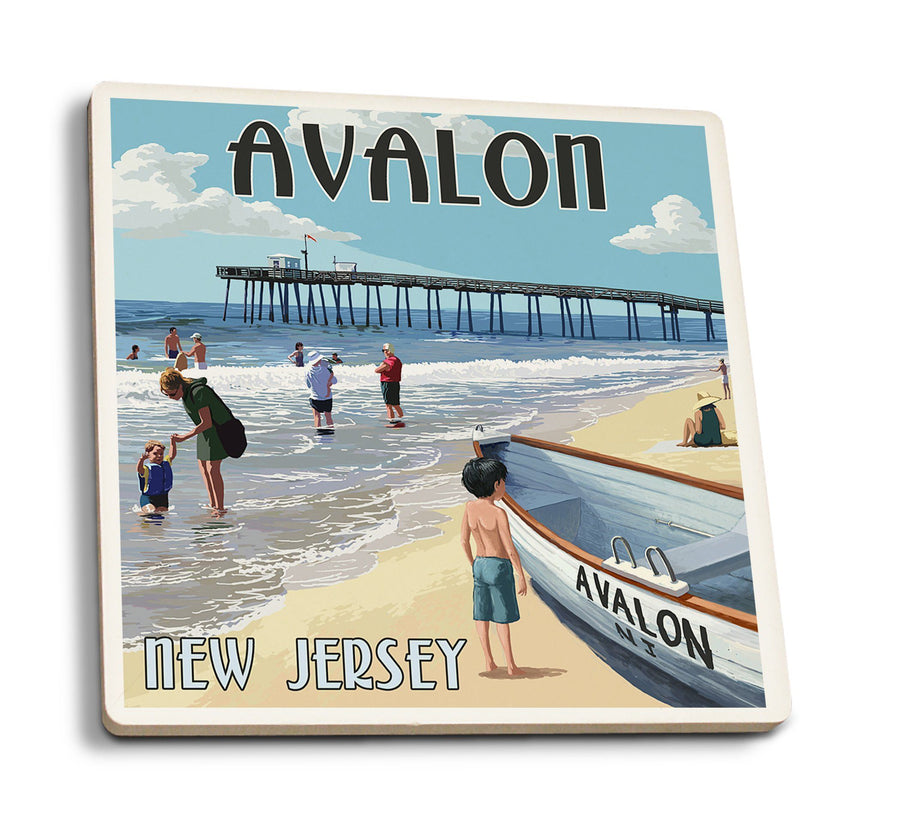 Coasters (Avalon, New Jersey, Lifeboat, Lantern Press Poster) Lifestyle-Coaster Lantern Press 