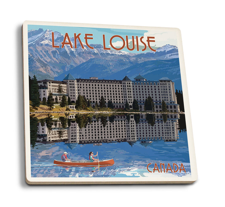 Coasters (Banff, Canada, Lake Louise, Lantern Press Artwork) Lifestyle-Coaster Lantern Press 
