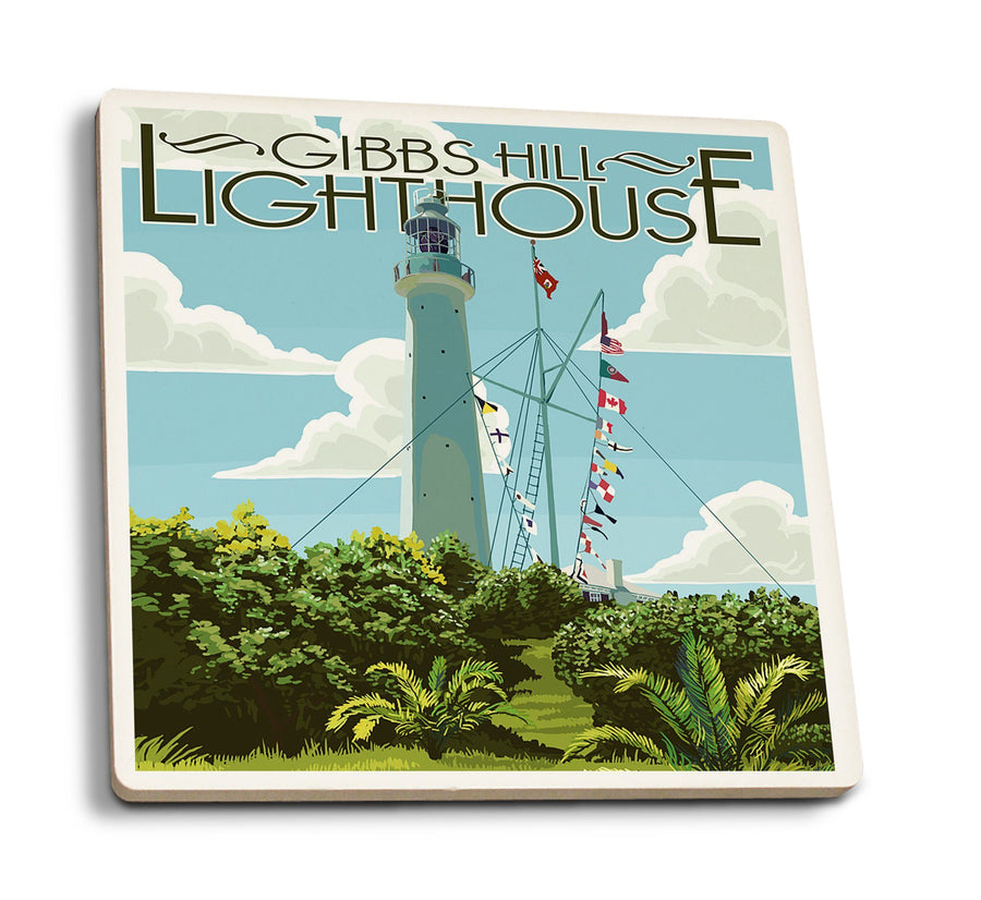 Coasters (Bermuda, Gibbs Hill Lighthouse, Lantern Press Artwork) Lifestyle-Coaster Lantern Press 
