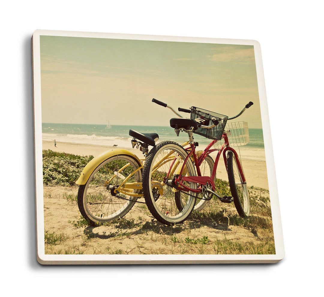 Coasters (Bicycles & Beach Scene, Lantern Press Photography) Lifestyle-Coaster Lantern Press 