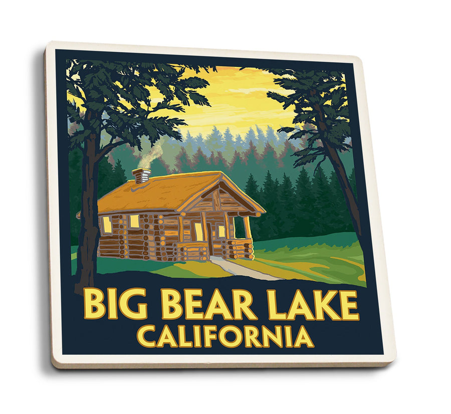 Coasters (Big Bear Lake, California, Cabin in the Woods, Lantern Press Artwork) Lifestyle-Coaster Lantern Press 