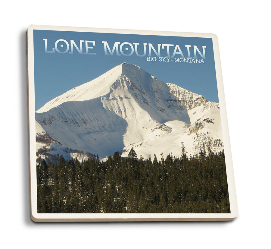 Coasters (Big Sky, Montana, Lone Mountain, Lantern Press Photography) Lifestyle-Coaster Lantern Press 