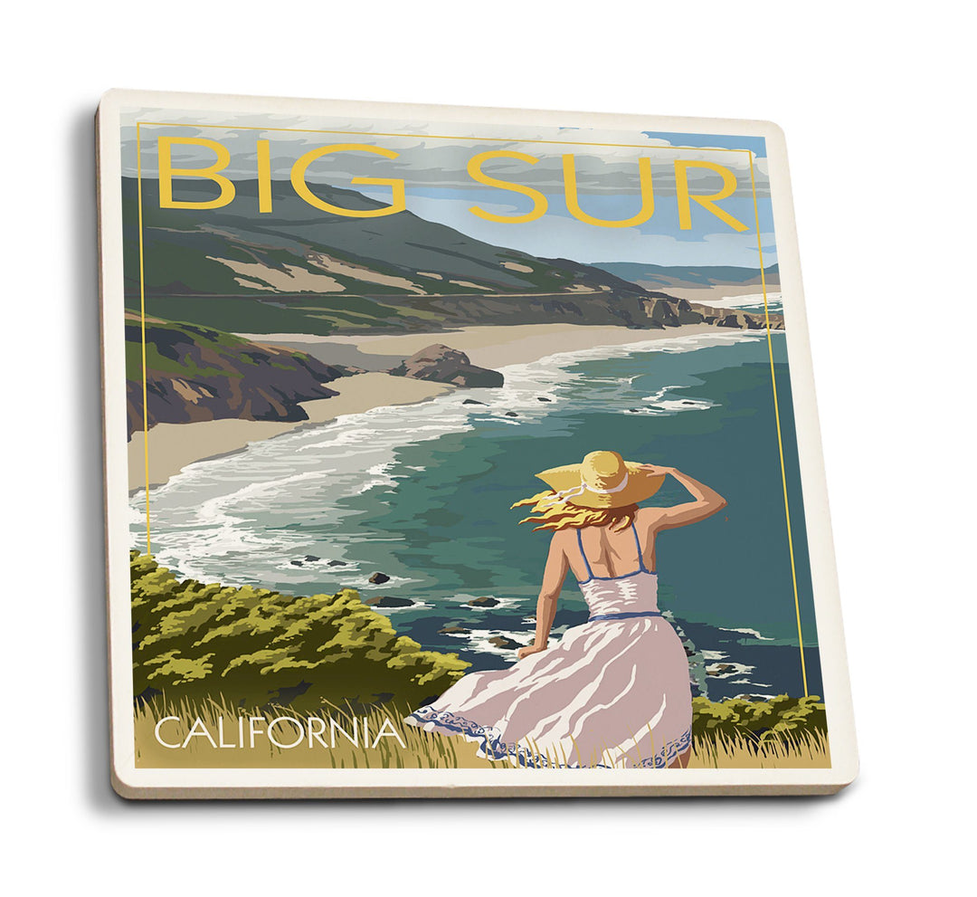 Coasters (Big Sur, California, Coast Scene, Lantern Press Artwork) Lifestyle-Coaster Lantern Press 