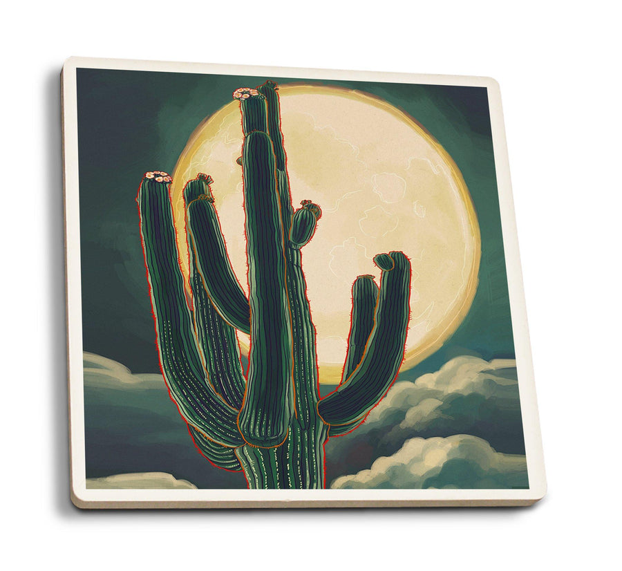 Coasters (Cactus & Full Moon, Lantern Press Artwork) Lifestyle-Coaster Lantern Press 