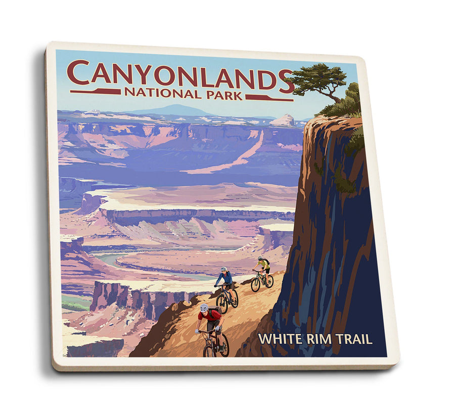 Coasters (Canyonlands National Park, Utah, Conflunce & Bikers, Lantern Press Artwork) Lifestyle-Coaster Lantern Press 