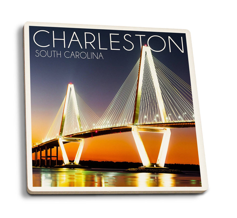 Coasters (Charleston, South Carolina, Arthur Ravenel Jr. Bridge at Sunset, Lantern Press Photography) Lifestyle-Coaster Lantern Press 