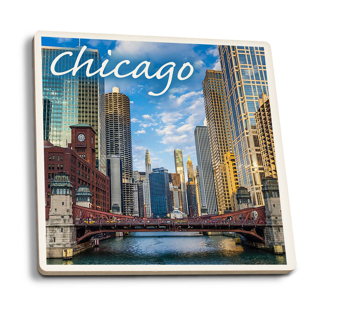 Coasters (Chicago, Illinois, City and River, Lantern Press Photography) Lifestyle-Coaster Lantern Press 