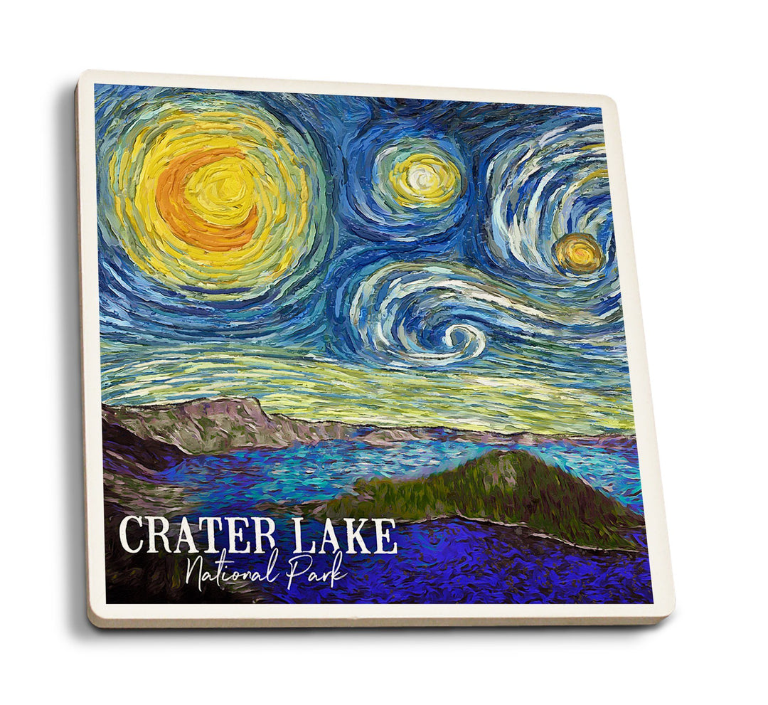 Coasters (Crater Lake National Park, Starry Night National Park Series, Lantern Press Artwork) Lifestyle-Coaster Lantern Press 