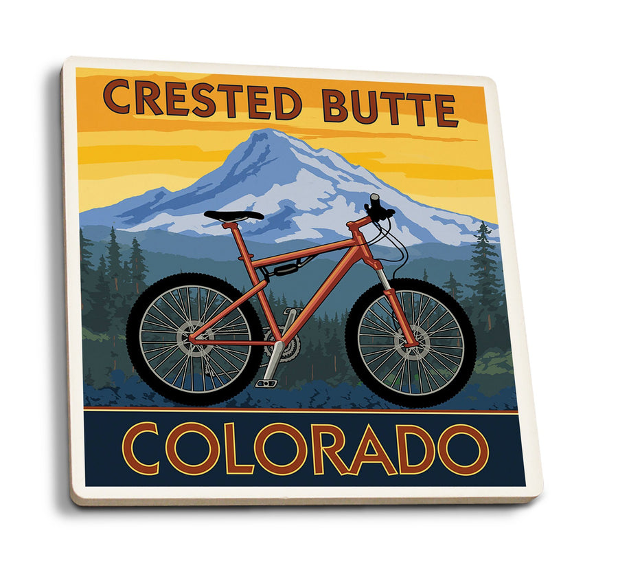 Coasters (Crested Butte, Colorado, Mountain Bike Scene, Lantern Press Artwork) Lifestyle-Coaster Lantern Press 