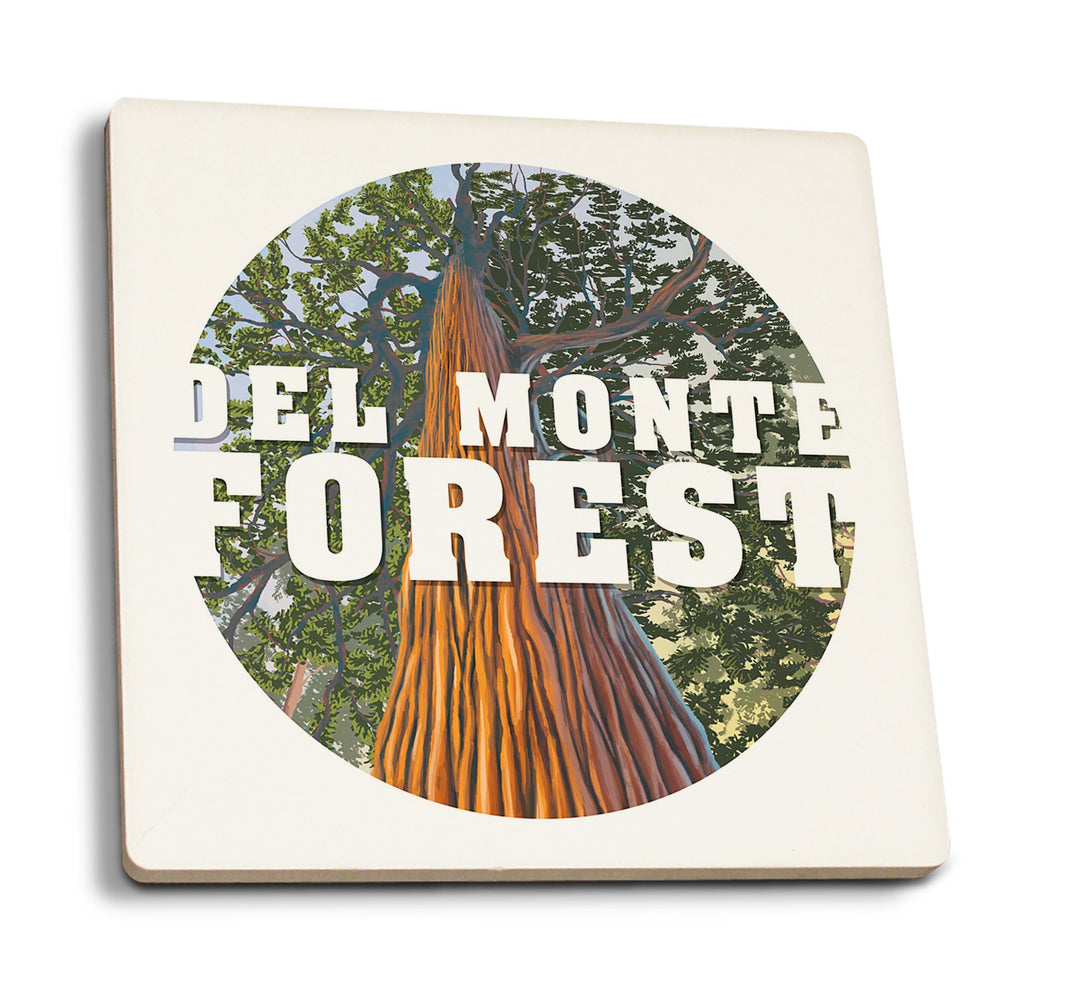 Coasters (Del Monte Forest, California, Redwood, Contour, Lantern Press Artwork) Lifestyle-Coaster Lantern Press 