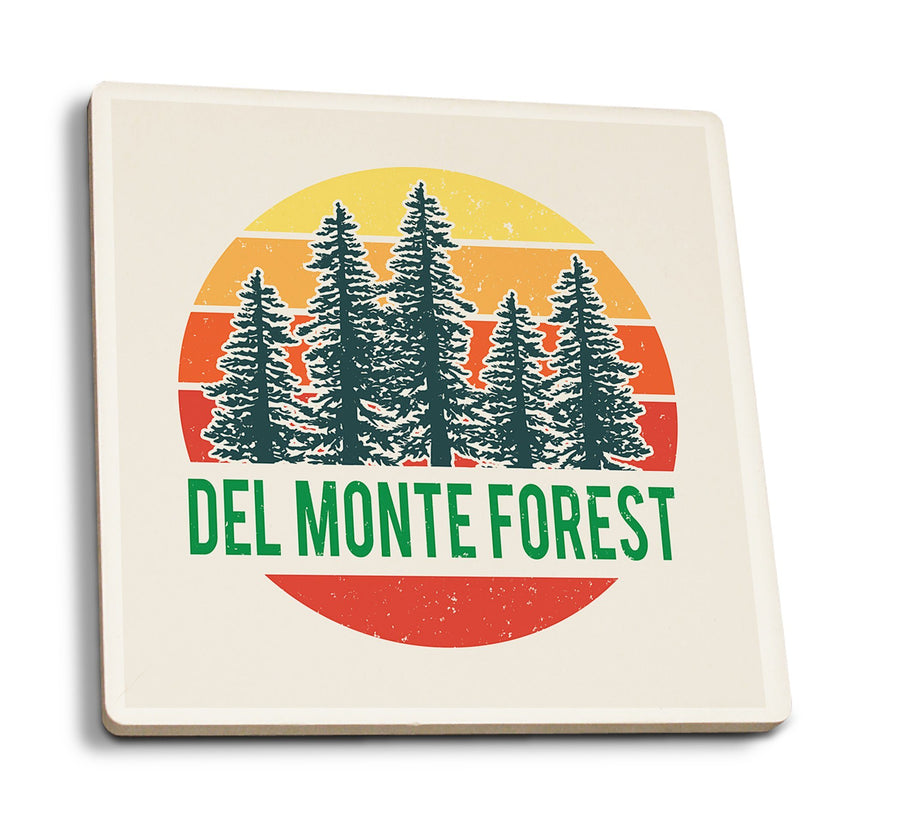 Coasters (Del Monte Forest, California, Sun & Redwoods, Contour, Lantern Press Artwork) Lifestyle-Coaster Lantern Press 