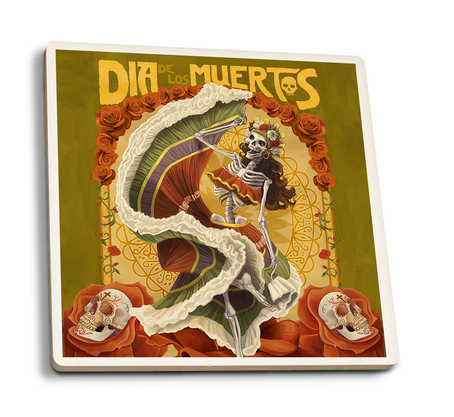 Coasters (Dia De Los Muertos, Skeleton Dancing, Day of the Dead, Lantern Press Artwork) Lifestyle-Coaster Lantern Press 