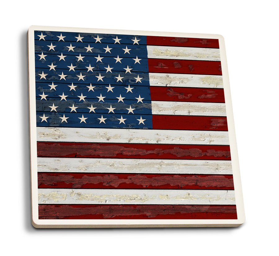 Coasters (Distressed American Flag, Lantern Press Artwork) Lifestyle-Coaster Lantern Press 