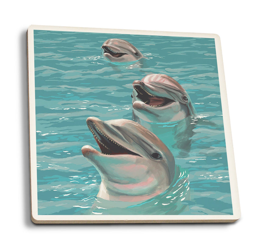 Coasters (Dolphins, Lantern Press Artwork) Lifestyle-Coaster Lantern Press 