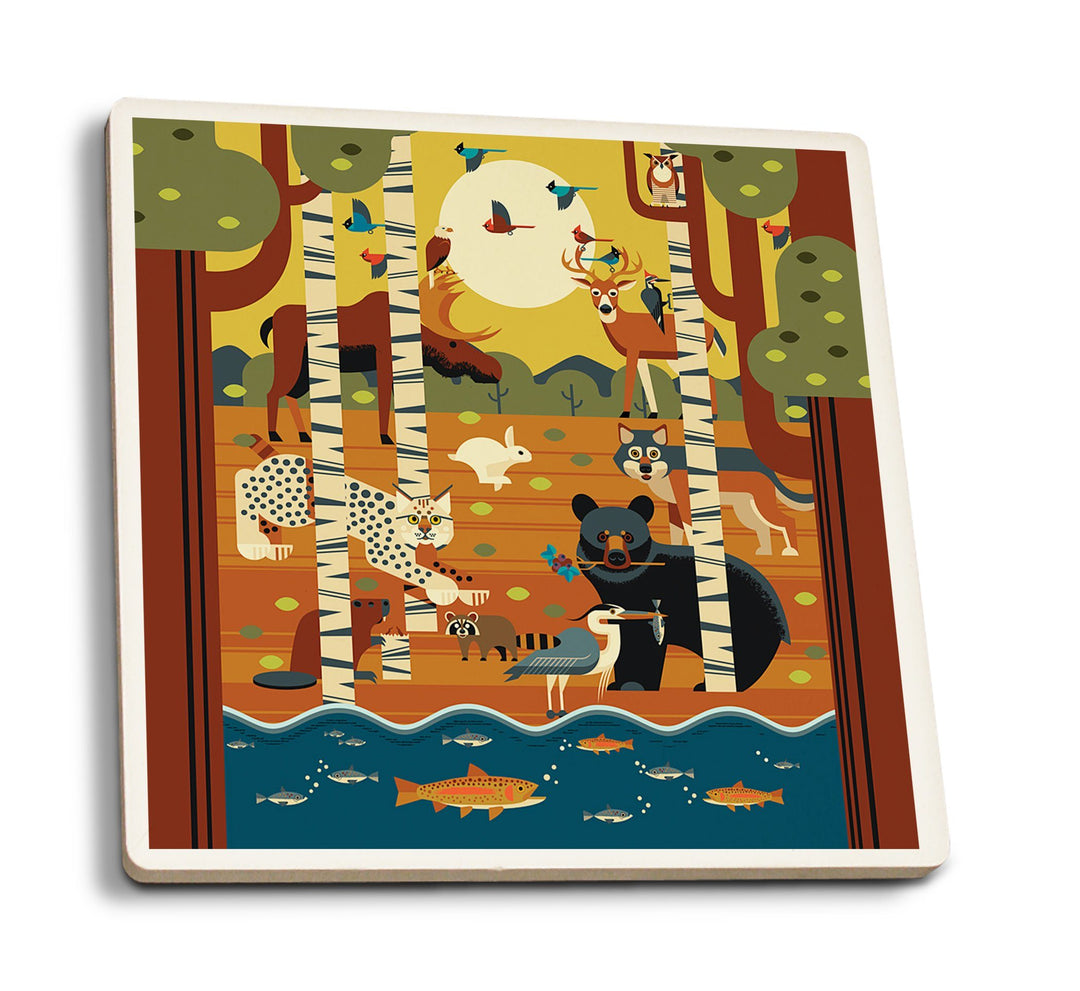 Coasters (Forest Animals, Geometric, Lantern Press Artwork) Lifestyle-Coaster Lantern Press 