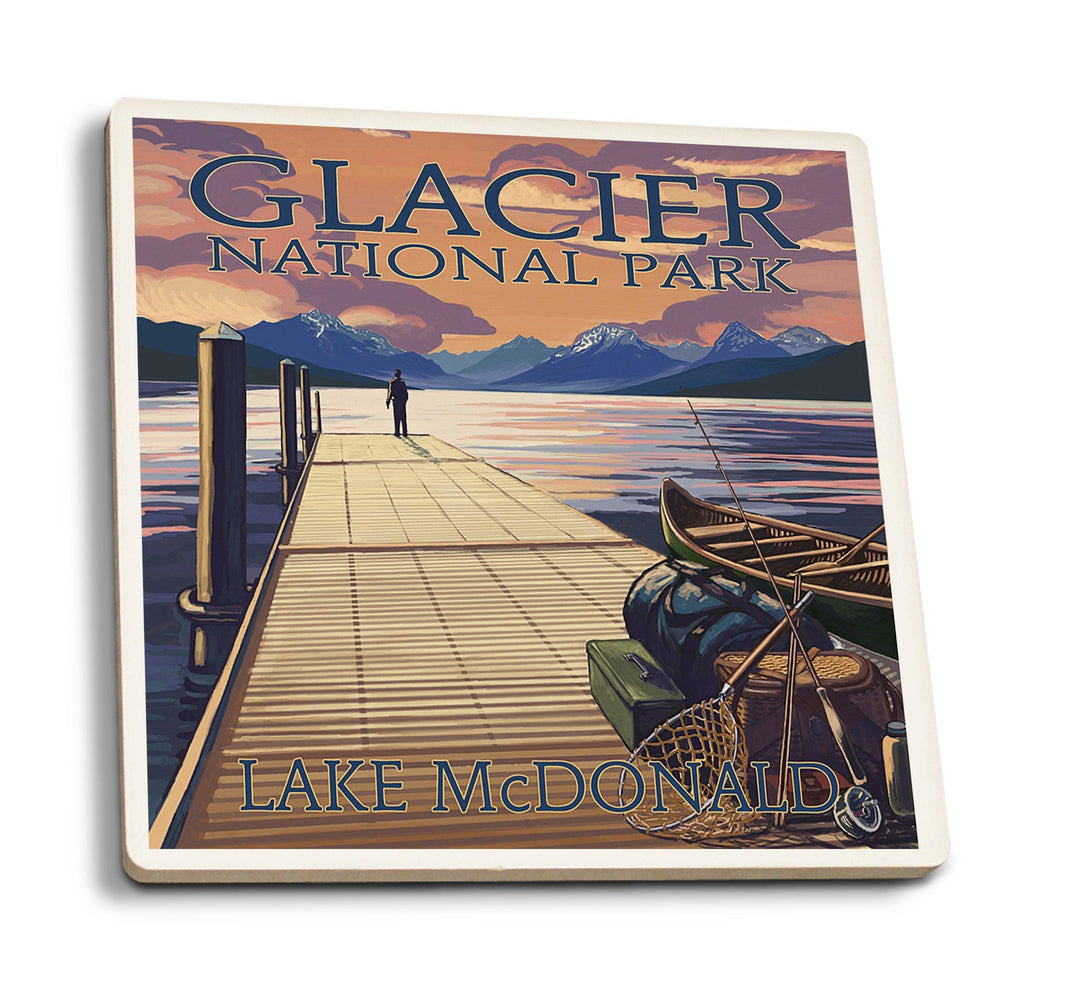 Coasters (Glacier National Park, Montana, Lake McDonald, Lantern Press Artwork) Lifestyle-Coaster Lantern Press 