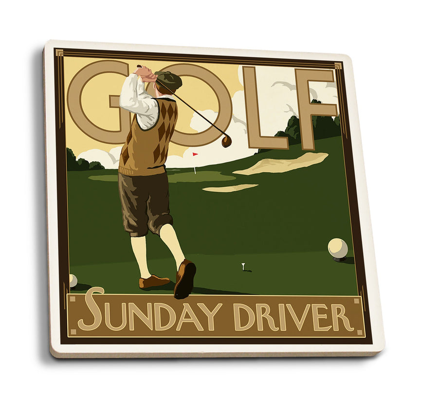 Coasters (Golf, Sunday Driver, Lantern Press Artwork) Lifestyle-Coaster Lantern Press 