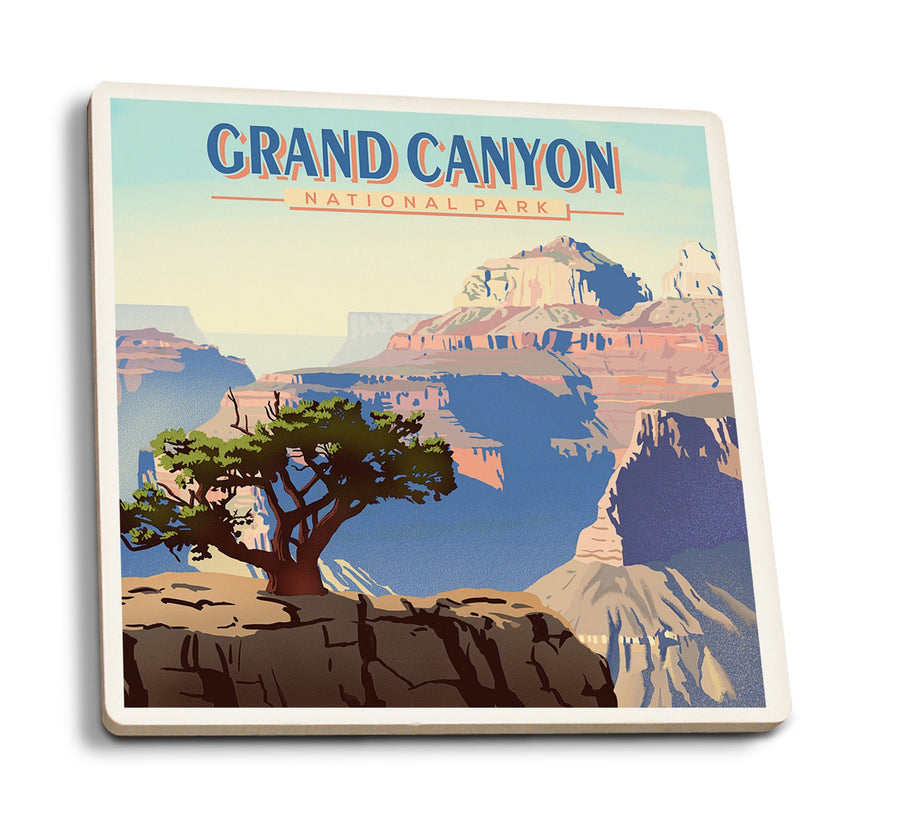 Coasters (Grand Canyon National Park, Lithograph, Lantern Press Artwork) Lifestyle-Coaster Lantern Press 