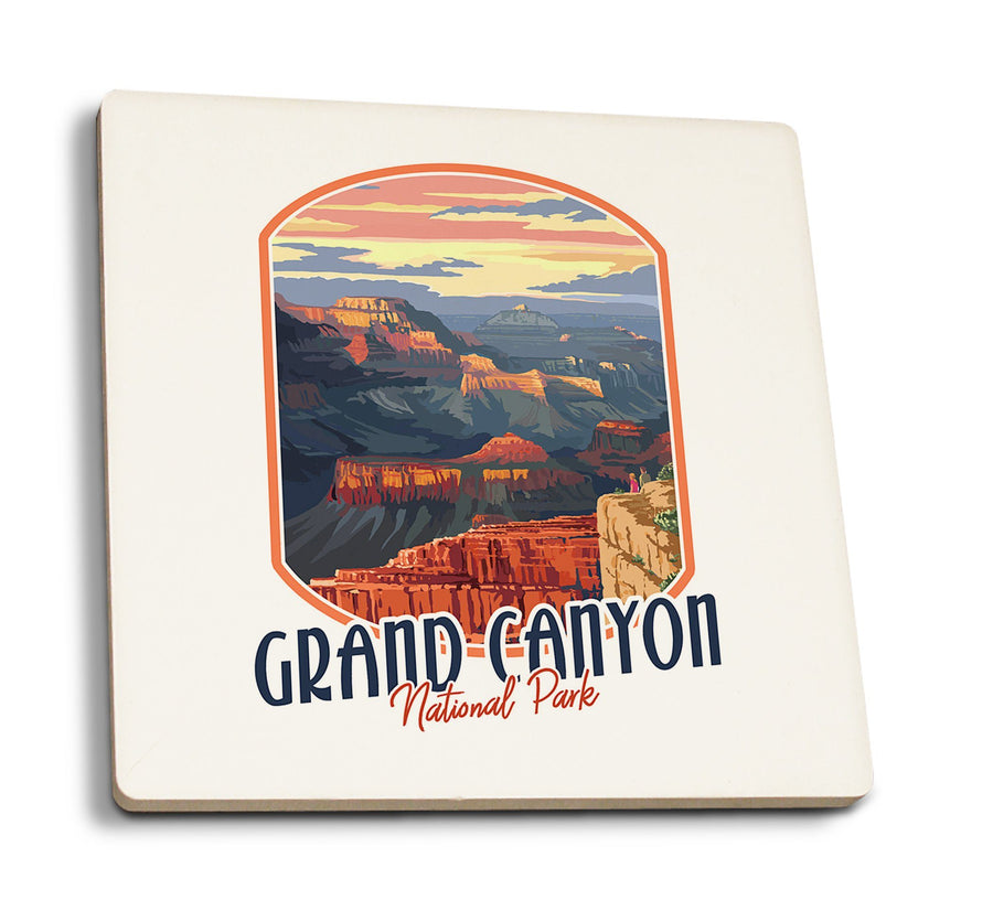 Coasters (Grand Canyon National Park, Mather Point, Contour, Lantern Press Artwork) Lifestyle-Coaster Lantern Press 
