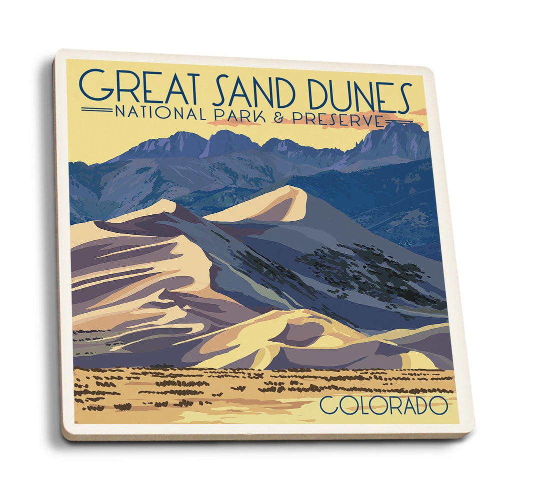 Coasters (Great Sand Dunes National Park & Preserve, Colorado, Dunes at Sunset, Lantern Press Artwork) Lifestyle-Coaster Lantern Press 