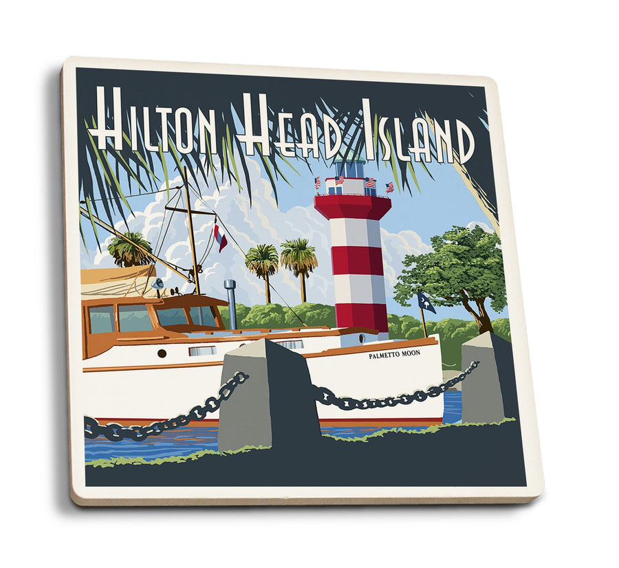 Coasters (Hilton Head Island, South Carolina, Harbour Town Lighthouse, Lantern Press Artwork) Lifestyle-Coaster Lantern Press 