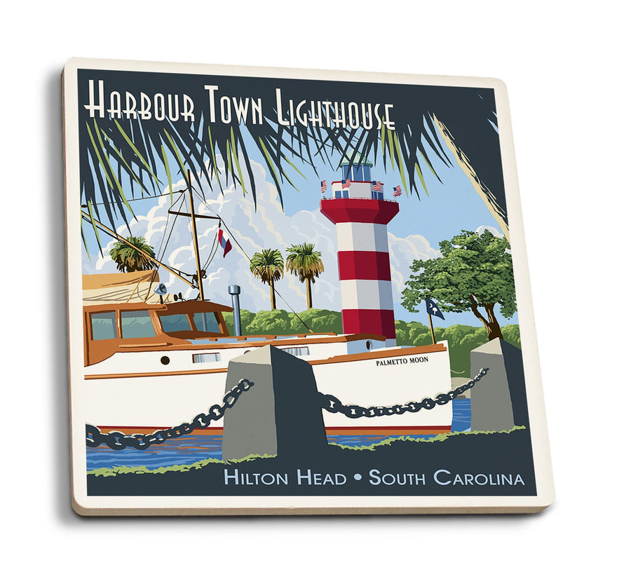 Coasters (Hilton Head, South Carolina, Harbour Town Lighthouse, Lantern Press Artwork) Lifestyle-Coaster Lantern Press 