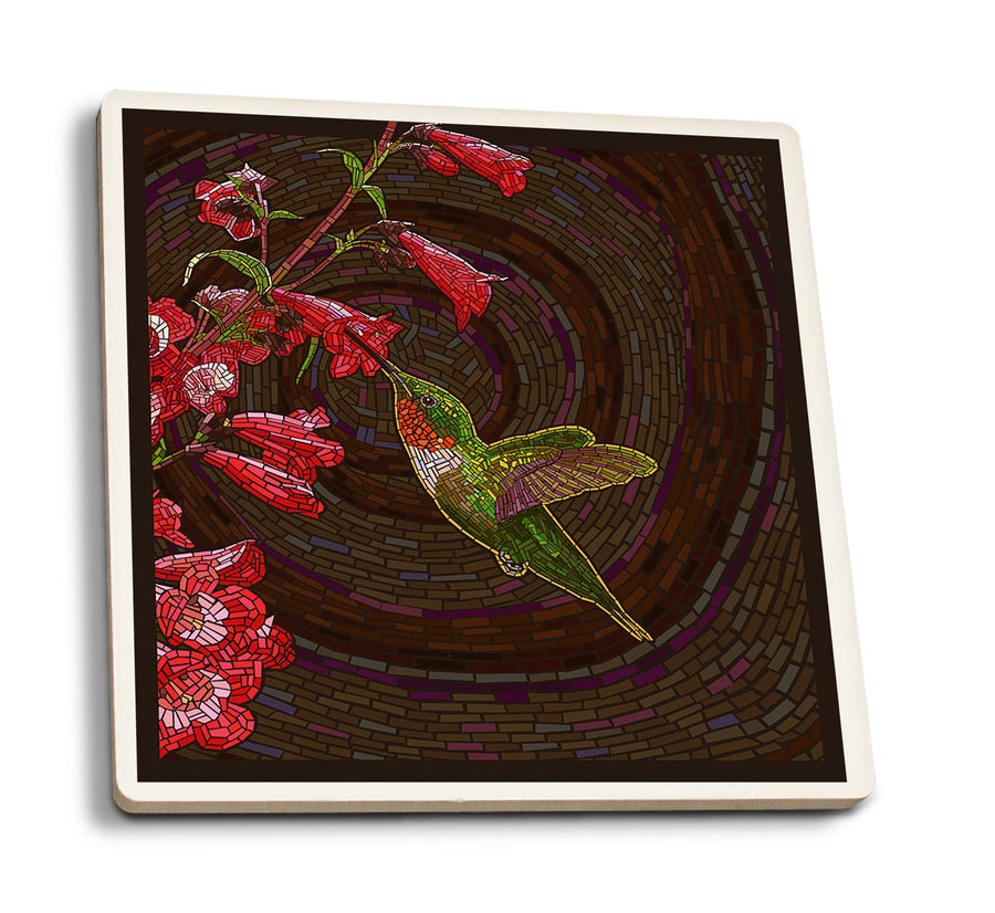 Coasters (Hummingbird, Paper Mosaic, Lantern Press Artwork) Lifestyle-Coaster Lantern Press 
