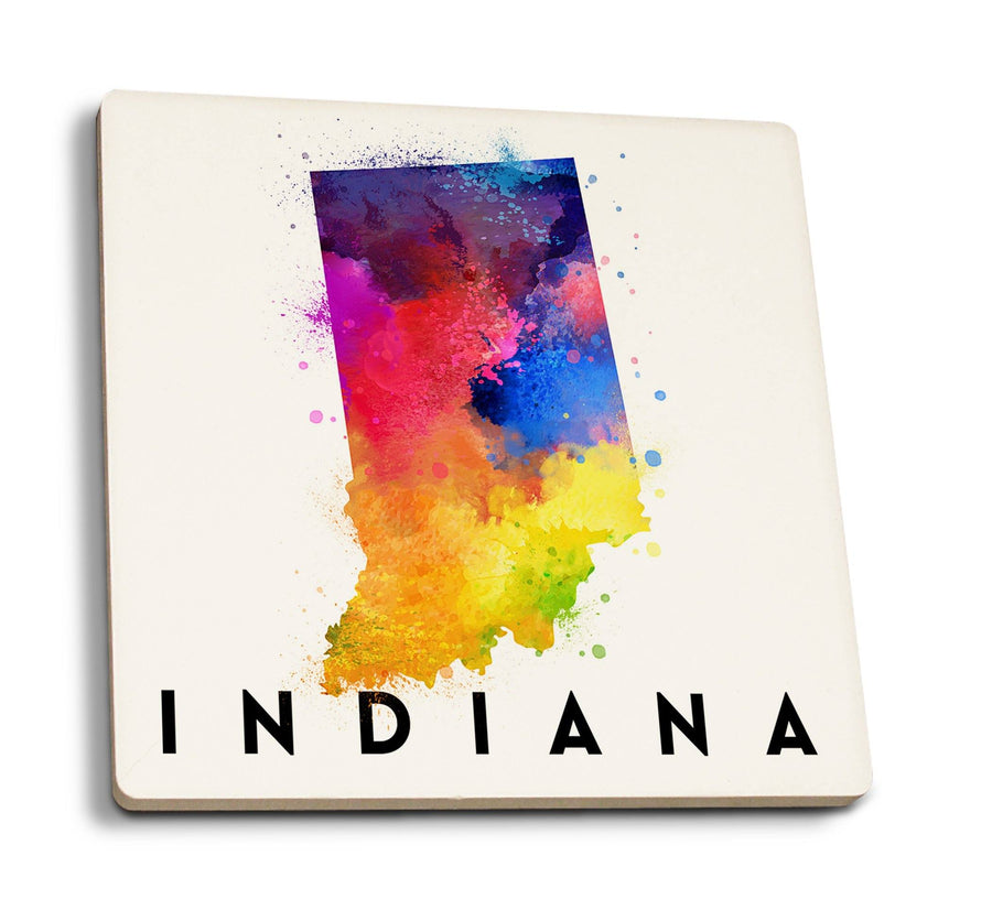 Coasters (Indiana, State Abstract Watercolor, Lantern Press Artwork) Lifestyle-Coaster Lantern Press 