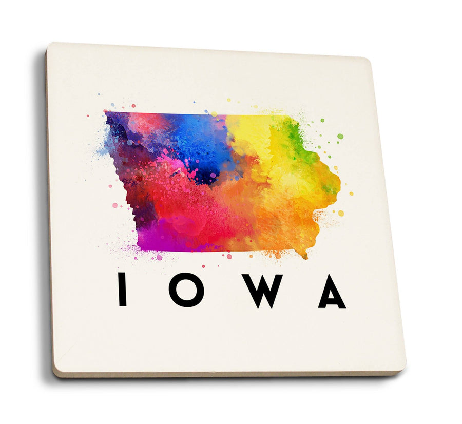 Coasters (Iowa, State Abstract Watercolor, Lantern Press Artwork) Lifestyle-Coaster Lantern Press 