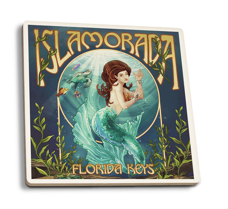 Coasters (Islamorada, Florida Keys, Mermaid, Lantern Press Artwork) Lifestyle-Coaster Lantern Press 