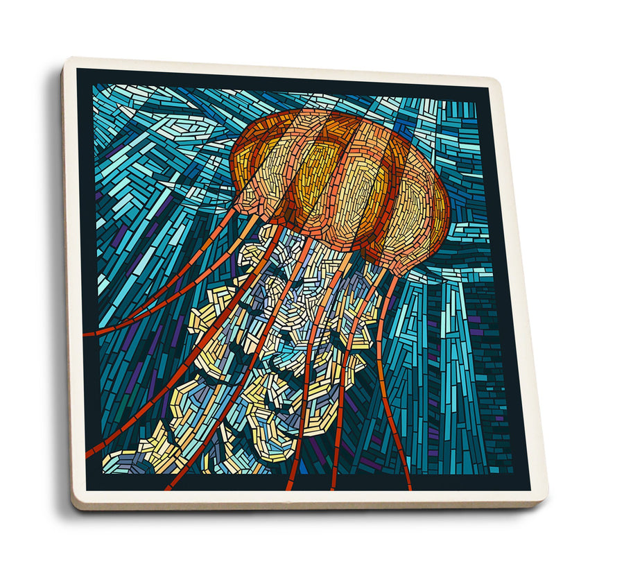 Coasters (Jellyfish, Paper Mosaic, Lantern Press Artwork) Lifestyle-Coaster Lantern Press 