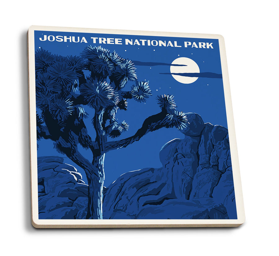 Coasters (Joshua Tree National Park, California, Night Scene, WPA, Lantern Press Artwork) Lifestyle-Coaster Lantern Press 