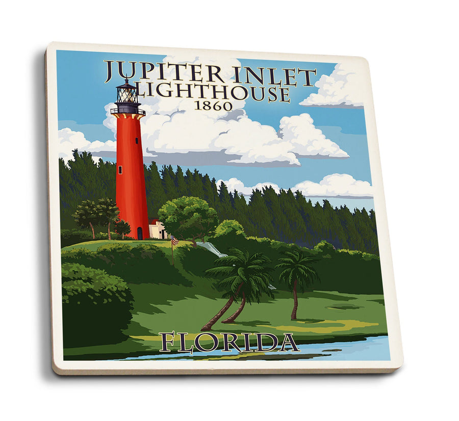 Coasters (Jupiter, Florida, Jupiter Inlet Lighthouse, Lantern Press Artwork) Lifestyle-Coaster Lantern Press 