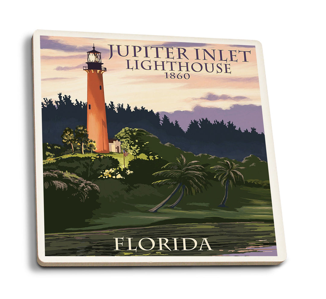 Coasters (Jupiter, Florida, Jupiter Inlet Lighthouse, Lantern Press Artwork) Lifestyle-Coaster Lantern Press 