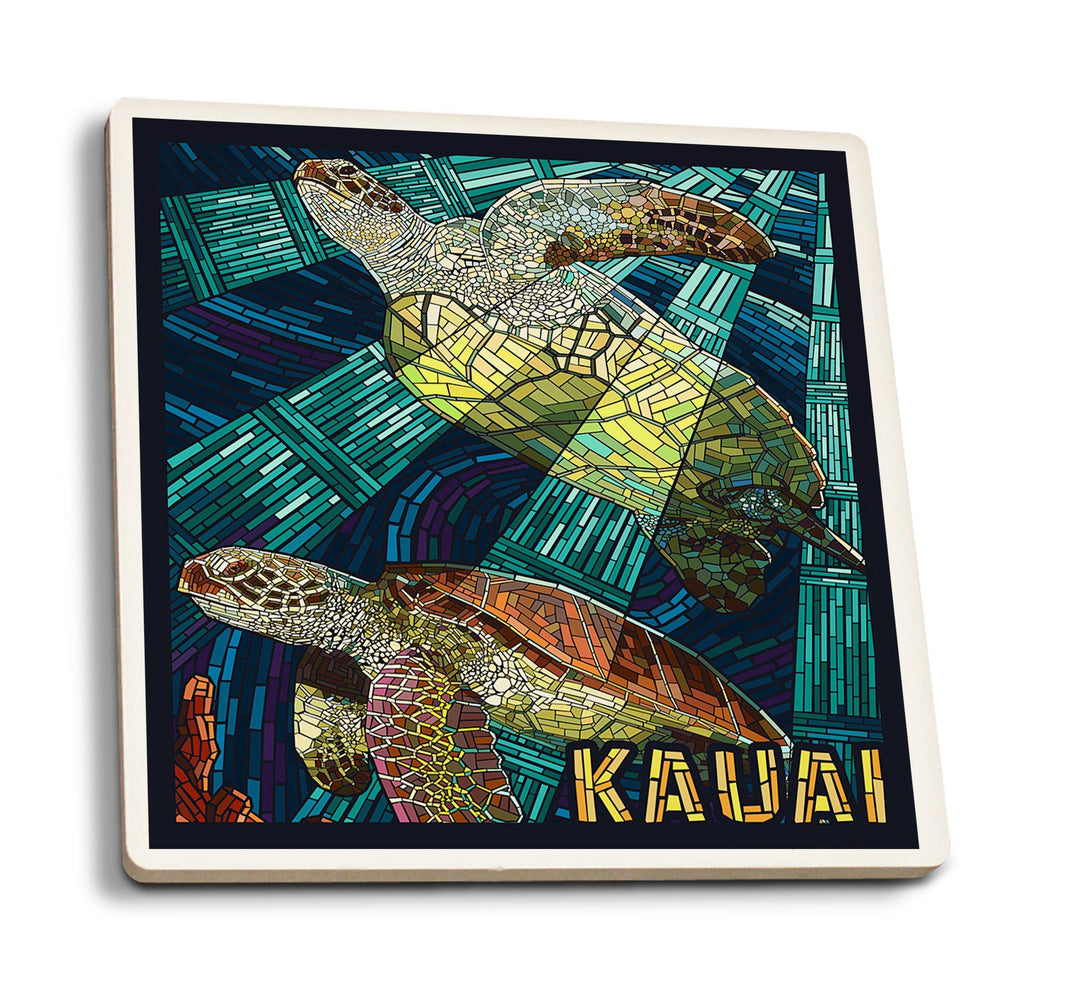 Coasters (Kauai, Hawaii, Sea Turtle Mosaic, Lantern Press Artwork) Lifestyle-Coaster Lantern Press 