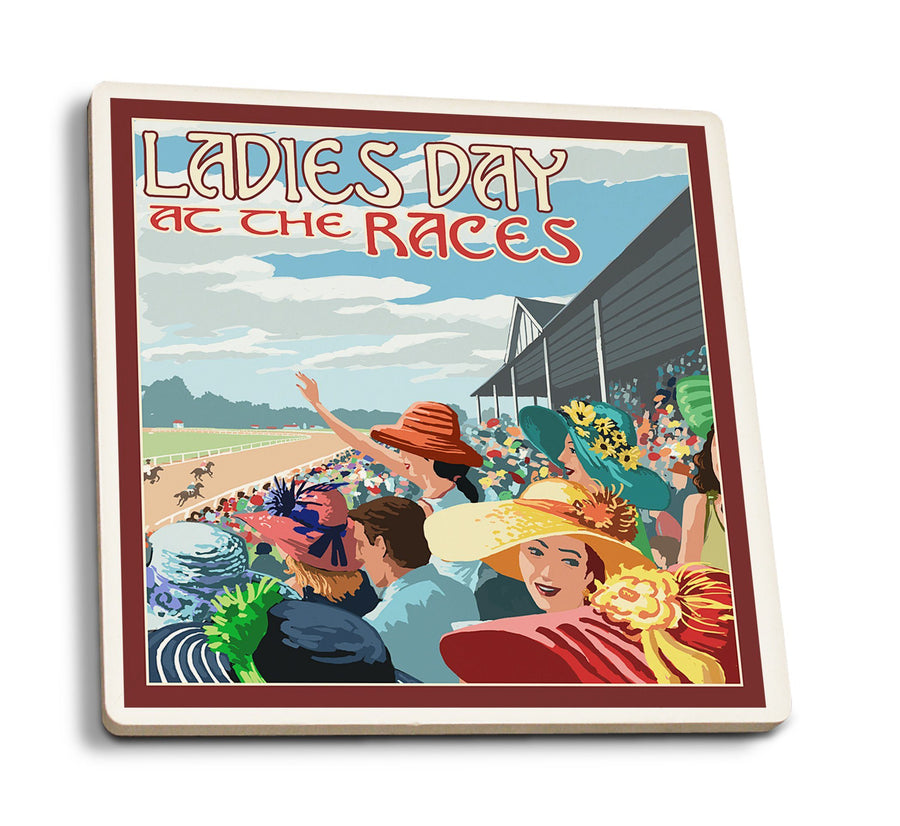 Coasters (Kentucky, Ladies Day at the Track Horse Racing, Lantern Press Artwork) Lifestyle-Coaster Lantern Press 