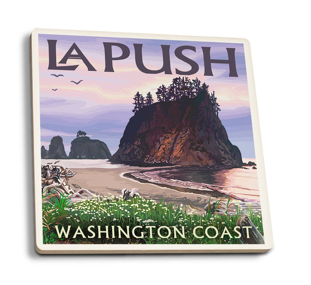 Coasters (La Push, Washington, Coast, Lantern Press Artwork) Lifestyle-Coaster Lantern Press 