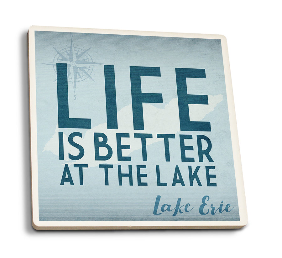 Coasters (Lake Erie, United States, Lake Essentials, Life is Better at the Lake, Lantern Press Artwork) Lifestyle-Coaster Lantern Press 