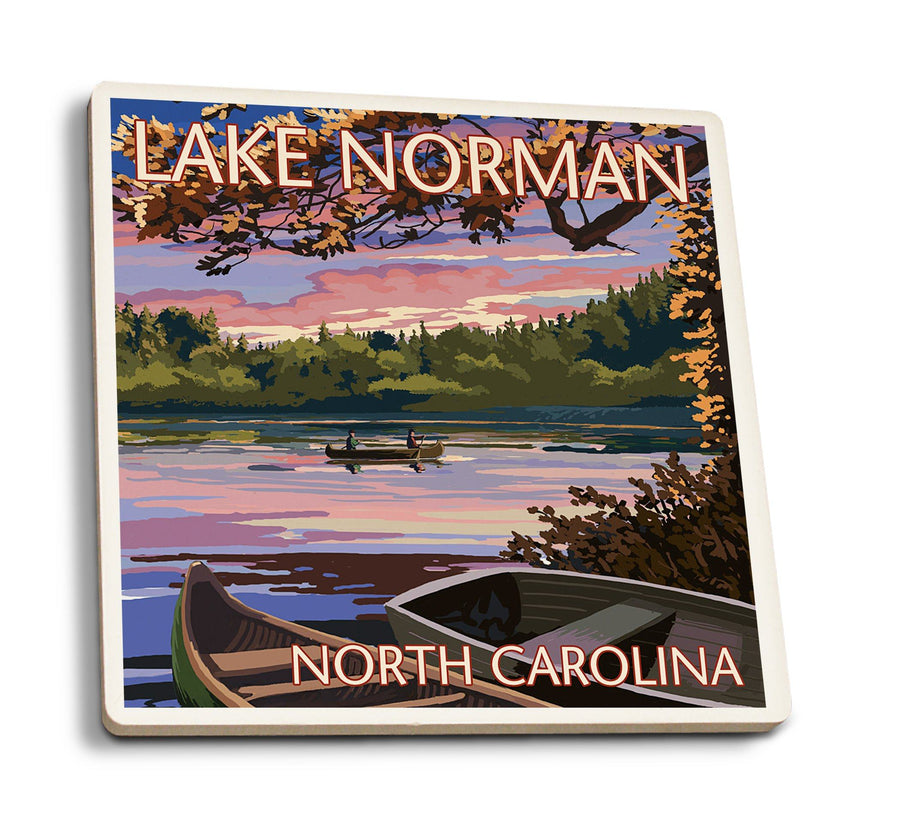 Coasters (Lake Norman, North Carolina, Lake Scene at Dusk, Lantern Press Artwork) Lifestyle-Coaster Lantern Press 