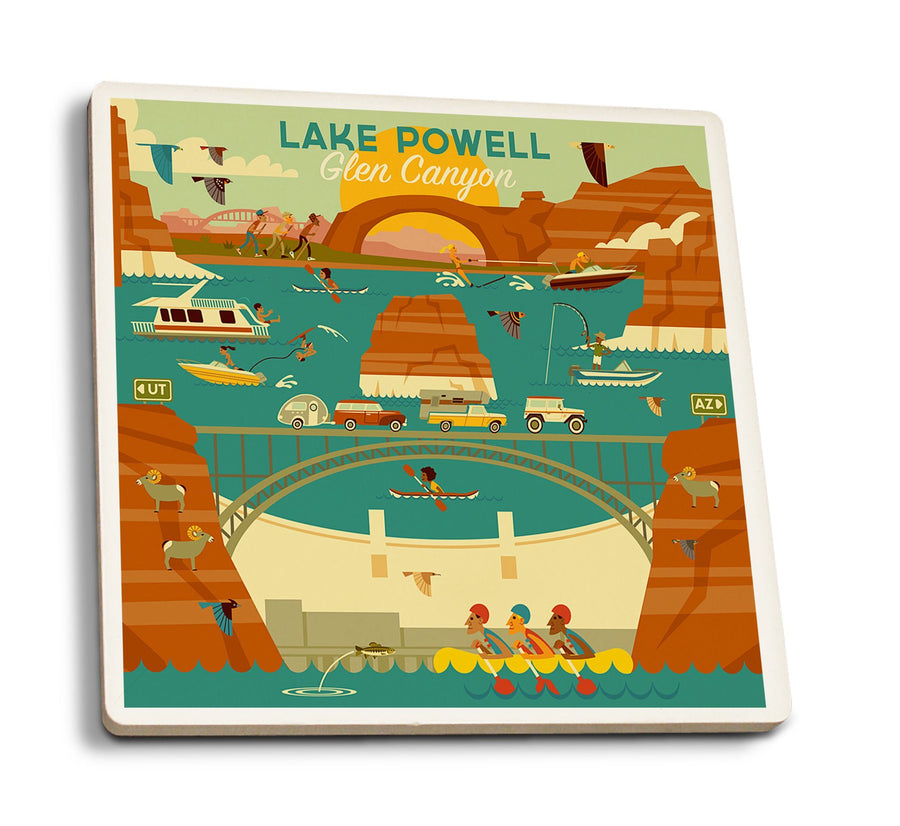 Coasters (Lake Powell, Arizona, Glen Canyon Dam, Geometric, Lantern Press Artwork) Lifestyle-Coaster Lantern Press 