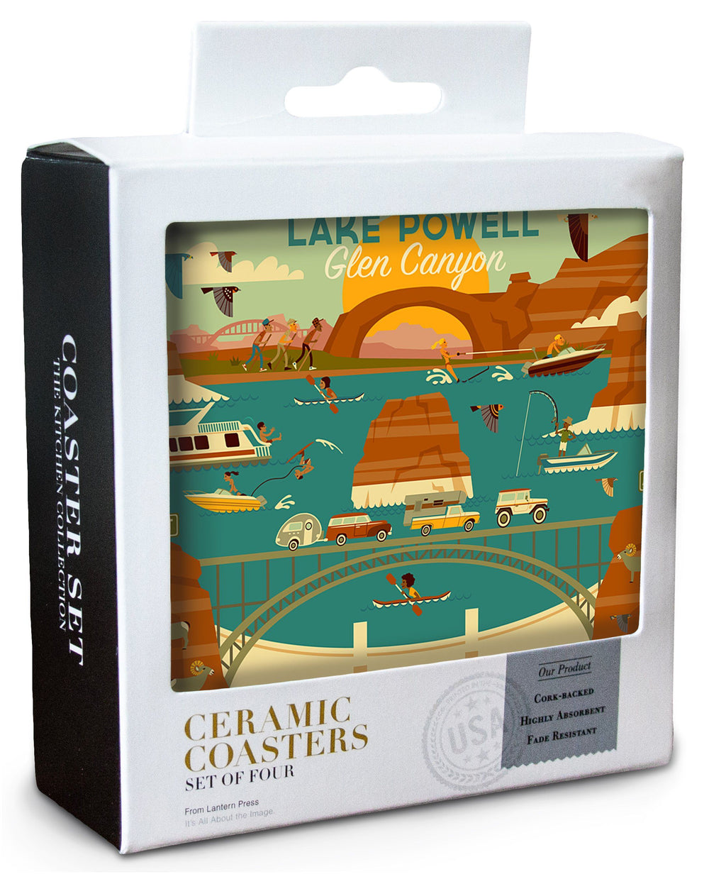 Coasters (Lake Powell, Arizona, Glen Canyon Dam, Geometric, Lantern Press Artwork) Lifestyle-Coaster Lantern Press 