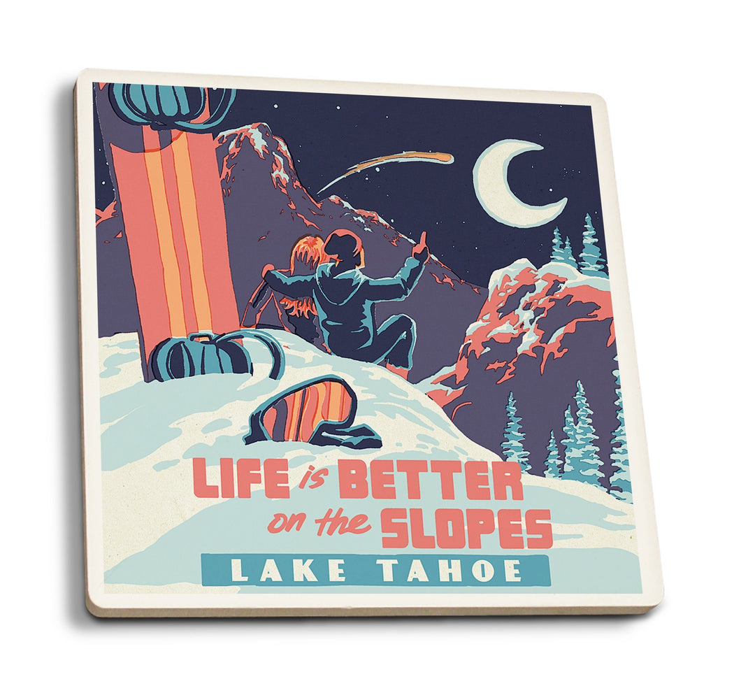 Coasters (Lake Tahoe, California, Life is Better on the Slopes, Lantern Press Artwork) Lifestyle-Coaster Lantern Press 