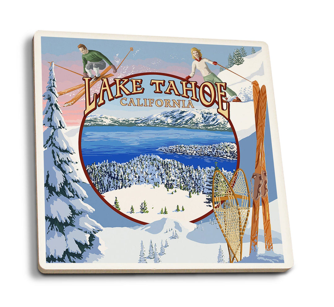 Coasters (Lake Tahoe, California, Winter Views, Lantern Press Artwork) Lifestyle-Coaster Lantern Press 