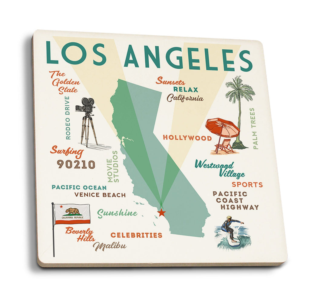 Coasters (Los Angeles, California, Typography & Icons, Lantern Press Artwork) Lifestyle-Coaster Lantern Press 